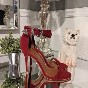 Shoe republic La Etched buckled ankle strap stiletto heels size 7.5